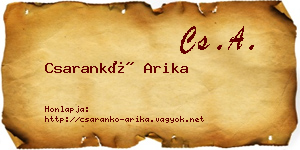 Csarankó Arika névjegykártya